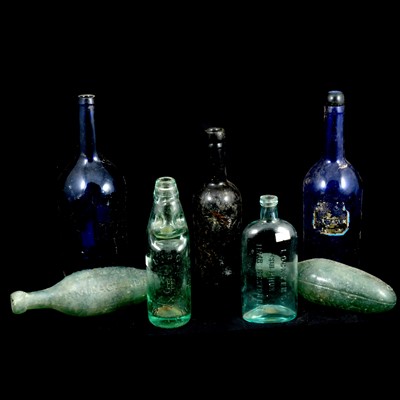 Lot 81 - Collection of old glass chemists bottles, wine bottles, etc.