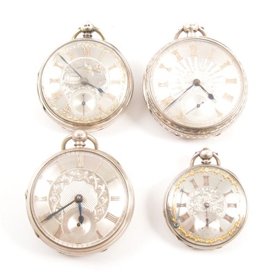 Lot 318 - Four silver pocket watches.