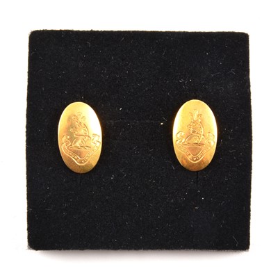 Lot 169 - A single cufflink converted to a pair of earrings.