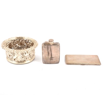 Lot 197 - William IV silver bottle coaster, etc.