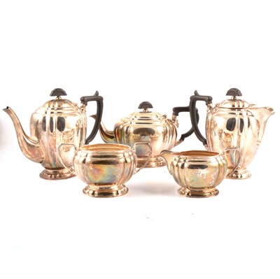 Lot 198 - Five-piece silver teaset