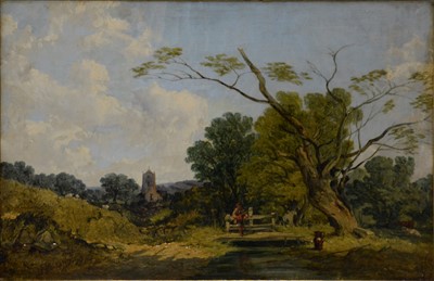 Lot 523 - J Holland, Fishermen on a bridge