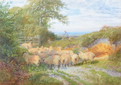 Lot 554 - George Shalders, Shepherds with flock