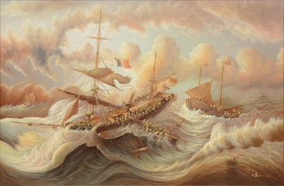 Lot 403 - T Slowsky, Ships in distress at sea.