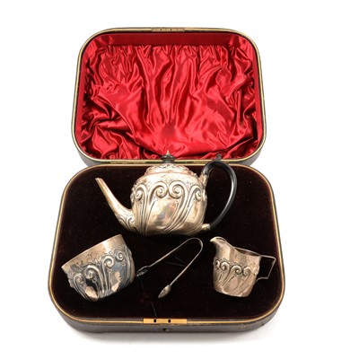 Lot 251 - Four-piece silver teaset, Charles Edwards, London 1893.