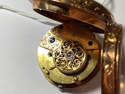 Lot 305 - A yellow metal open face pocket watch.