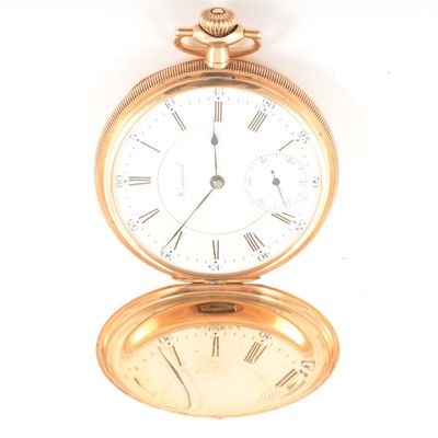 Lot 308 - E Howard Watch Co, Boston - A yellow metal full hunter pocket watch.