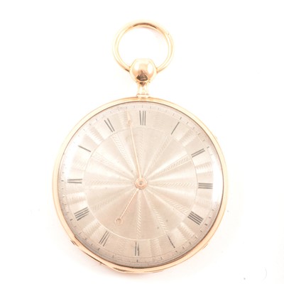 Lot 314 - A French quarter hour repeating open face pocket watch.