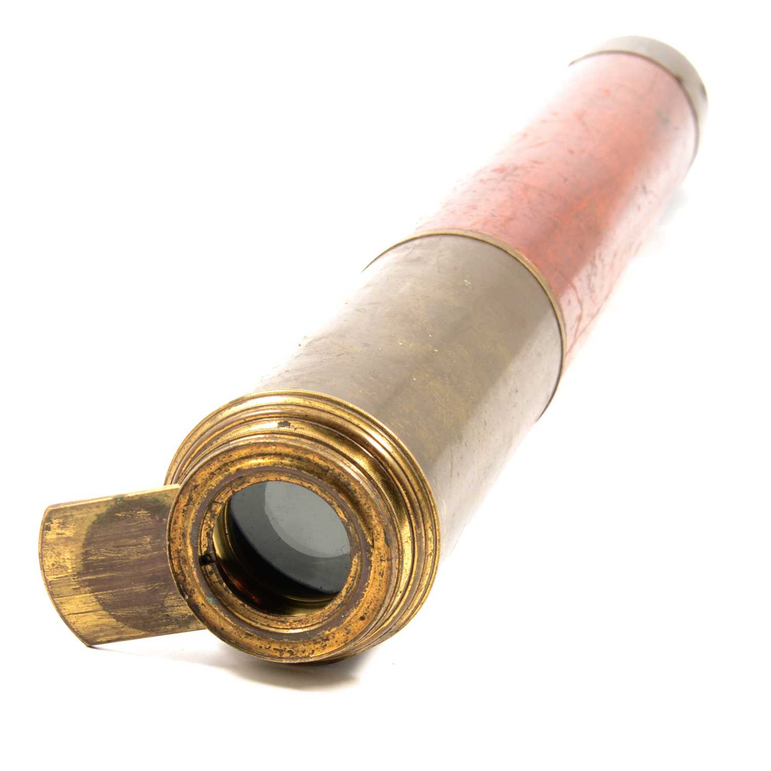 Lot 274 - Mahogany and brass naval telescope