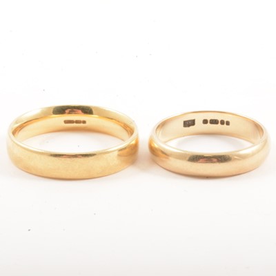 Lot 102 - Two gold wedding bands.