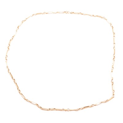 Lot 207 - A 9 carat gold fancy chain link necklace.