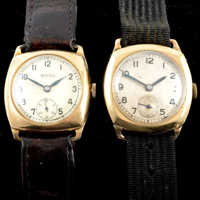 Lot 348 - Two gentlemen's 9 carat yellow gold wristwatches.