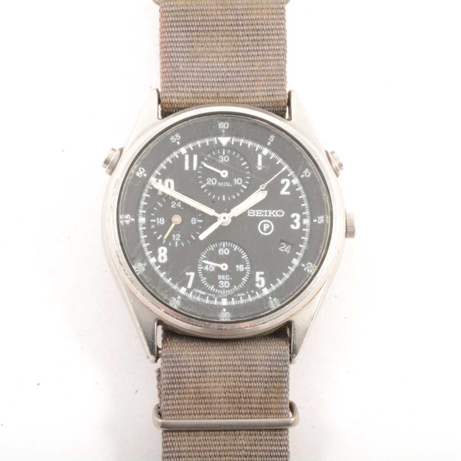 Lot 338 - Seiko - a military style chronograph wristwatch.