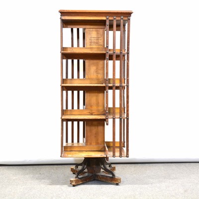 Lot 683 - Victorian walnut and pine revolving bookcase