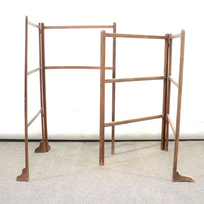 Lot 463 - Two hardwood folding towel rails.