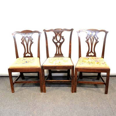 Lot 401 - Five Georgian mahogany dining chairs