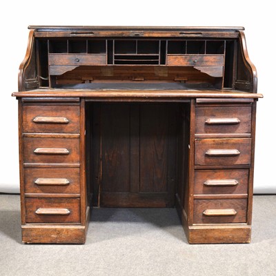 Lot 739 - Oak rolltop desk