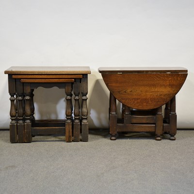 Lot 503 - Nest of oak tables and a similar dropleaf table