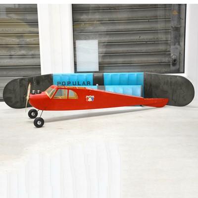 Lot 505 - Red 'Popular Etha' model aircraft, with twin diesel engine