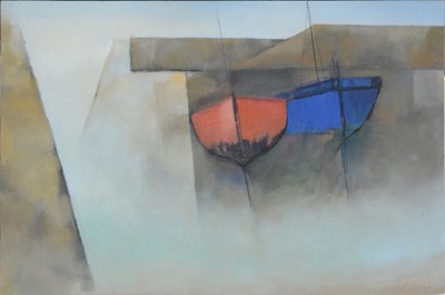 Lot 388 - Michael Praed, Red and Blue Hulls, Morning Light