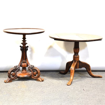 Lot 765 - Georgian oak tripod table and a Victorian walnut table