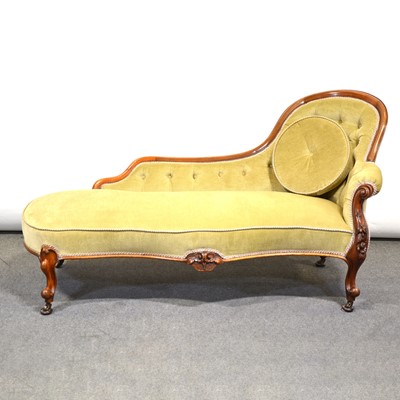 Lot 370 - Victorian mahogany framed chaise longue