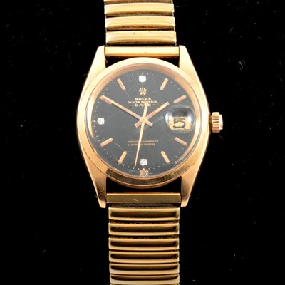 Lot 334 - Rolex - an 18 carat yellow gold Oyster Perpetual gentleman's wristwatch.