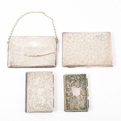 Lot 271 - Two silver faced notebooks and two silver purses