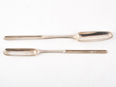 Lot 273 - Two Georgian silver marrow scoops