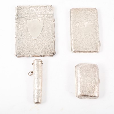 Lot 274 - Edwardian silver card case, etc.