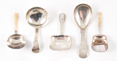 Lot 268 - Five silver caddy spoons