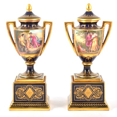 Lot 141 - Pair of Vienna porcelain vases