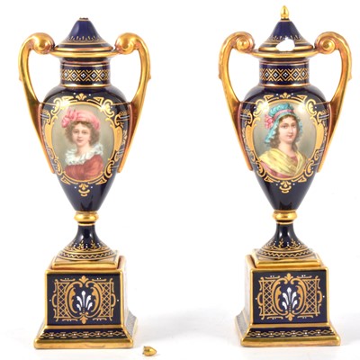 Lot 137 - Pair of Vienna porcelain vases