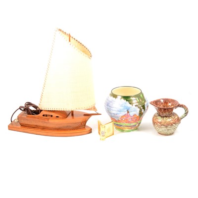 Lot 30A - A vintage wooden boat design lamp, ceramics.