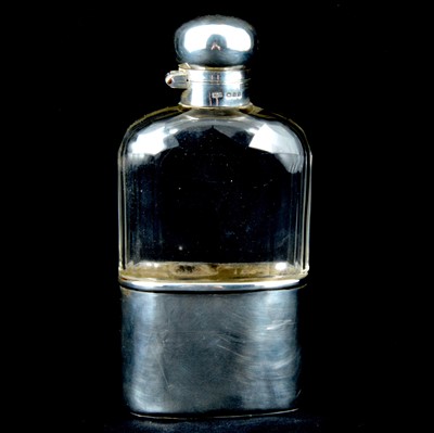 Lot 288 - Cut glass and silver hip flask