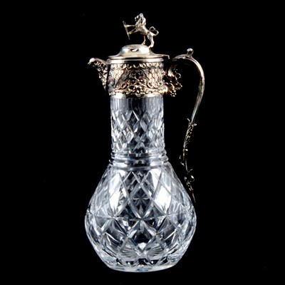 Lot 204 - Cut glass and silver plated claret jug