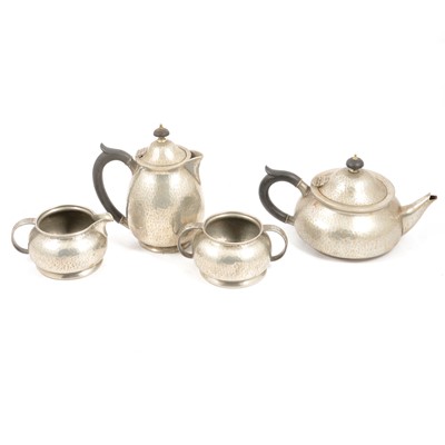 Lot 125 - Tudric Pewter four-piece teaset