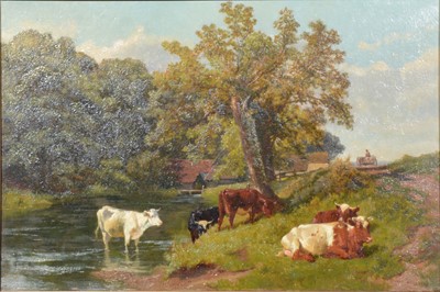 Lot 354 - Charles Collins, Cattle by a river