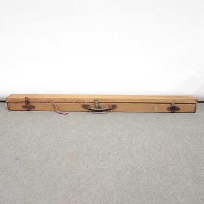 Lot 242 - Vintage fishing rod box, two mahogany and brass star-back reels