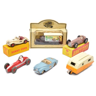 Lot 28 - Five Dinky Toys die-cast models including ref 108 MG Midget racing car