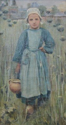 Lot 630 - L Laws after George Clausen, Breton Girl Carrying a Jar.