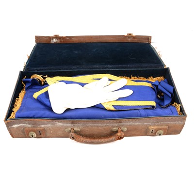 Lot 217 - Freemason Interest; Leather attache case, apron, and other accessories.