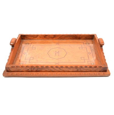 Lot 269 - Inlaid oak and maple tea tray