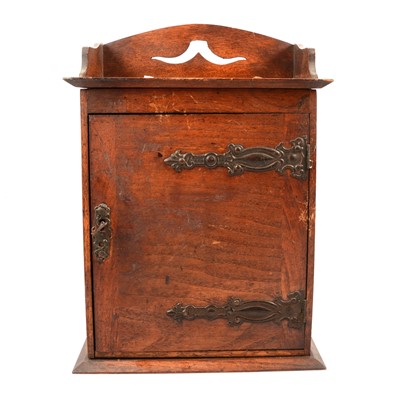 Lot 314 - Edwardian oak smokers' cabinet and metalware