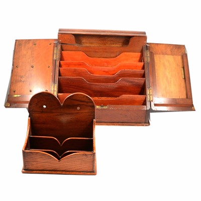 Lot 321 - Late Victorian mahogany stationery box and an oak letter rack.