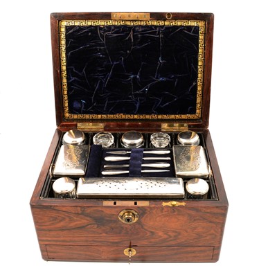 Lot 416 - Victorian Halstaff & Hannaford rosewood travelling case