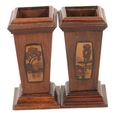 Lot 264 - Pair of walnut spill vases