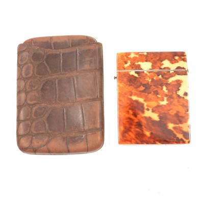 Lot 373 - Victorian tortoiseshell visiting card case and a cigar case