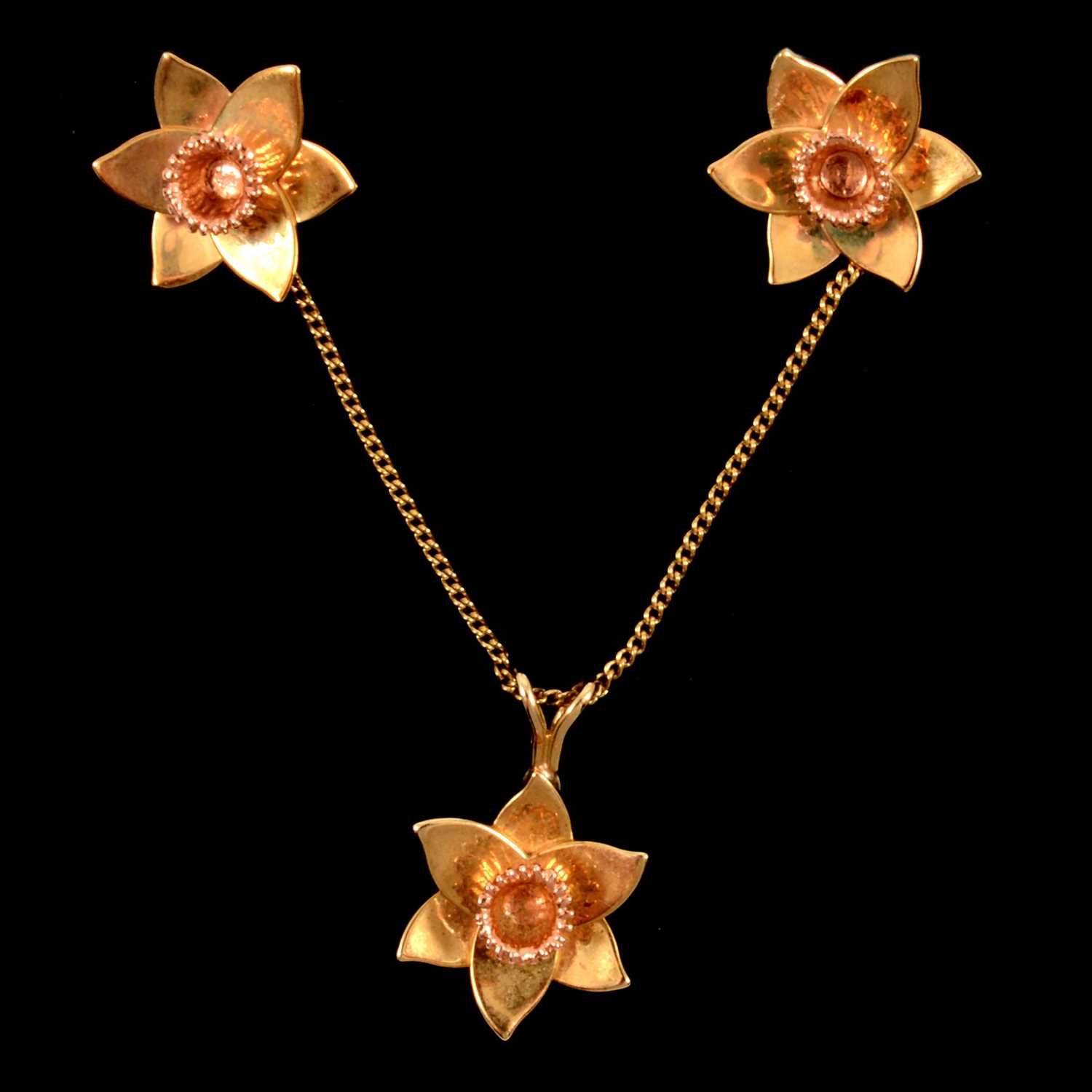 OFFICIAL WELSH CLOGAU Yellow & Rose Gold Daffodil Pendant £200 OFF! £300.00  - PicClick UK