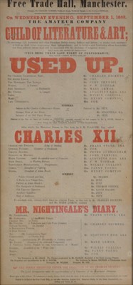 Lot 295 - Charles Dickens interest - A mid-19th century playbill and a printed silk playbill programme.